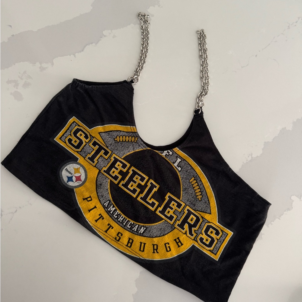 Pittsburgh Steelers Black and Gold Chain Strap Crop Top